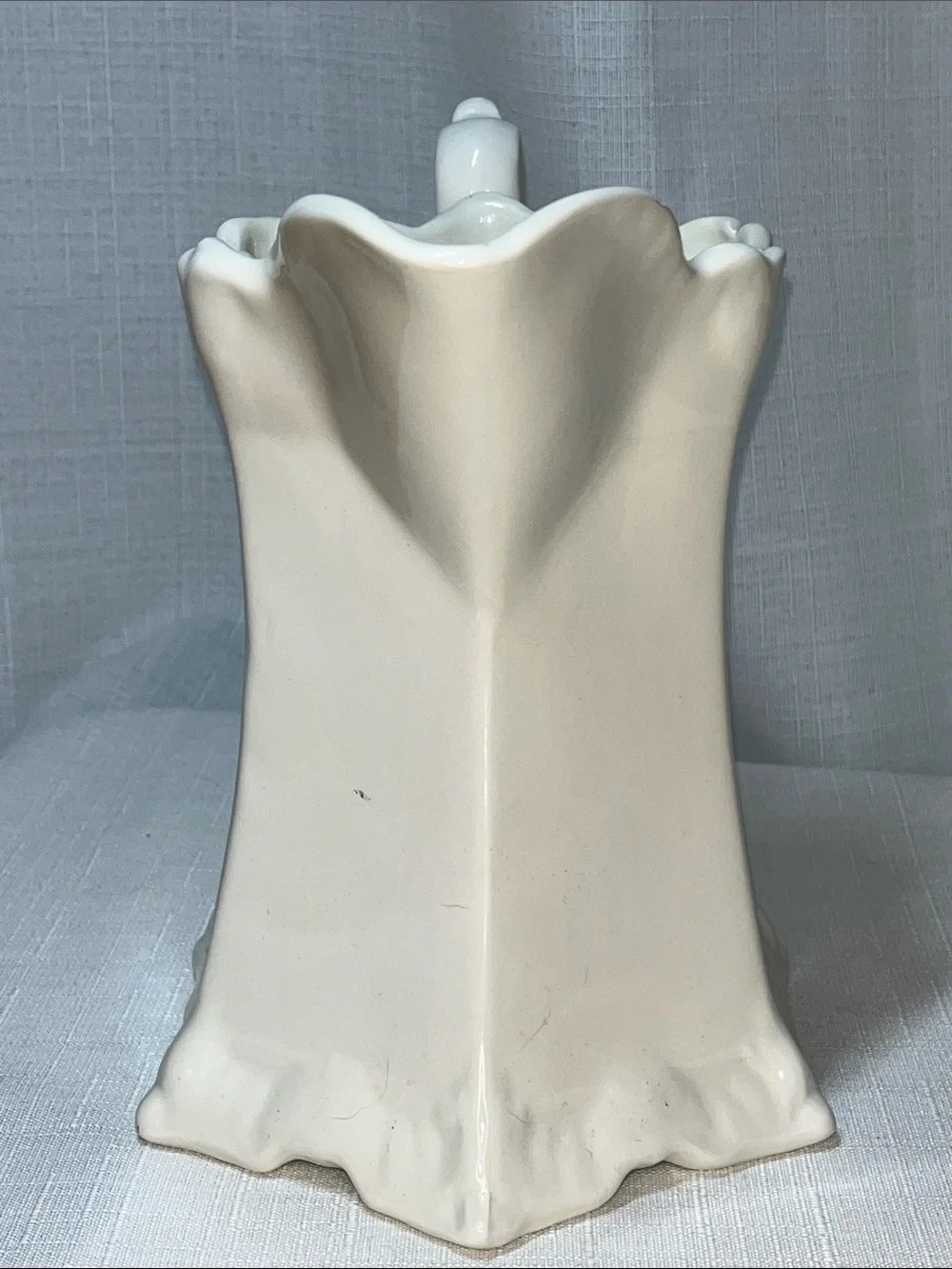Handmade Signed White Pottery Pitcher Vase Rustic Farmhouse Creamer 8” Ceramic